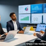 Home 22 AI의 윤리적 사용을 위한 프레임워크 - A modern corporate office environment in Germany, featuring a diverse team of professionals engaged ...